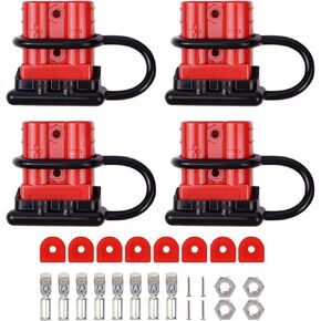 Gesepa 4 Pcs 50A Anderson Connector Plugs 6-12AWG Battery Quick Connect Battery Terminals 12-36V Connector Plug Kit for Trailer Winches Automotive