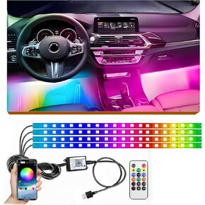 LED Interior Light for Car, RGB USB Under Dash Lighting, Footwell Neon Internal Lights Kit, Smart APP and Remote Dual Control, Multicolor Music and Mic Mode,72LEDs