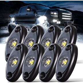 White Rock Lights, High Power Underbody Pure White LED Rock Lights 12PCS for UTV Trucks Off Road ZRZ Auto Car Boat ATV SUV Waterproof High Power Neon Trail Rig Light Shockproof