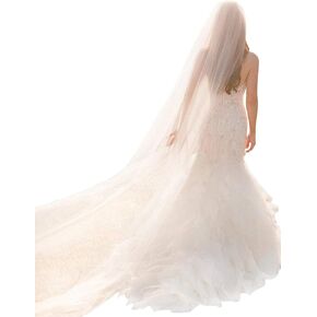 EllieHouse 1 Tier Plain Tulle Wedding Bridal Veil With Metal Comb