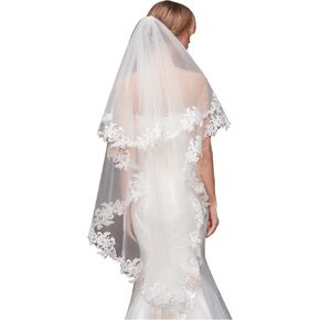 2 Tier Lace Wedding Bridal Veil with Metal Comb