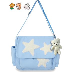 Small Messenger Bag for Women Cute Bag Kawaii Star Crossbody Shoulder Tote Bag with Accessories Gift