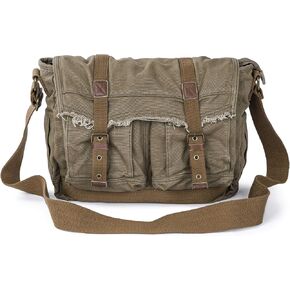 GOOTIUM Canvas Messenger Bag - Vintage Shoulder Bag Frayed Style Boho Purse