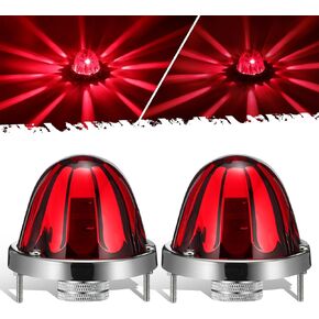 Partsam 2pcs عدسة العنبر الزجاجية الأضواء البطيخ العنبر LED علامة الجانبية مصابيح الإشارة مع استبدال الإطار الفولاذ المقاوم للصدأ ل Kenworth Peterbilt Freightliner