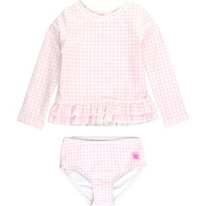Rufflebutts Pink Gingham Gingham Hend Rash Guard 2 قطعة - 10