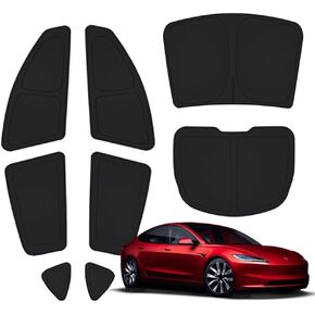 8-Piece Tesbeauty Camping Privacy Curtain Especially Designed for Tesla Model 3, Upgraded 5-Layer Camping Shades, Windshield Cover, Sunshades, Camping Screens UV Blocker Foldable 100% Fit