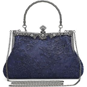 UBORSE 1920s Vintage Purse Embroidery Lace Floral Clutch Purse for Women Formal Evening Bag Handbag Wedding Bag