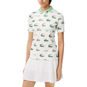 Lacoste Women's Slim Fit Printed White Polo