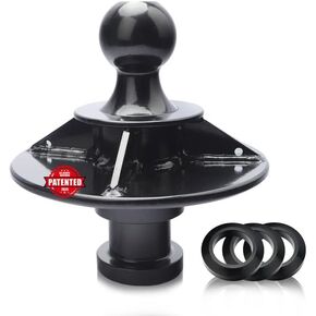 Forge Kingpin to Gooseneck Ball Adapter with 1.5" Raised Reinforced Rib, for Tractor or Trailer Fifth Wheel, 30000Lbs GTW, 2-5/16'' Ball,Gooseneck Ball Hitch Adapter Replace#2085295,Four Washer