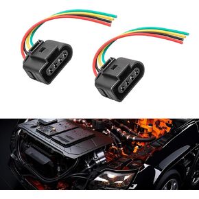 2 PCS Car Ignition Coil Connector Plug Wire Harness Pigtail Wiring, Automotive Ignition Coil Wire Harness Replacement Part OEM: 1J0973724, Compatible with Audi VW Specific Models (Black)