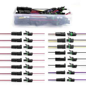 16 مجموعة 1 2 3 4 6 موصلات حزمة الطقس دبوس مع سلك 16AWG ، 1 2 3 4 6 سلك موصلات كهربائية مضادة للماء موصلات تسخير الأسلاك