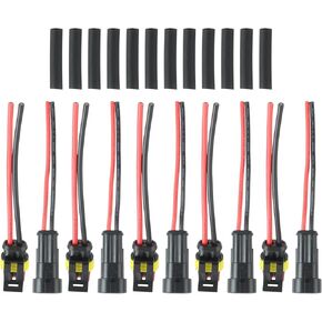 Carbhub 6 Sets 2 Pin Connector Waterproof 16 AWG Automotive Electrical Connectors Wire Male and Female Way With Heat Shrink Tubing Compatible with Car Truck Boat and Other Wire Connection
