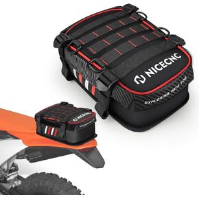 حقيبة أدوات دراجة دراجة ترابية مع لفة - Universal Motocross Enduro Fender Bag Bag Storage لركوب الطرق الوعرة (Red)
