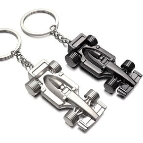 2PCS 3D F1 Black and Silver Race Car KeyChain | Driver Keyfob gift for father husband boyfriends, Metallic, Medium