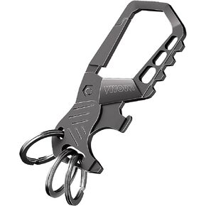 Heavy Duty Keychain,Car Key Keychains,Bottle Opener Carabiner,Stylish Family Keychain with Bottle Opener and 3 Keyring (Black)