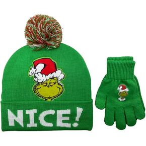 The Grinch Naughty Or Nice Youth 3-Piece Reversible Beanie & Magic Gloves Set