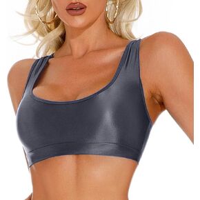 Seaur Women Women Wame Prat Gramy Pra Seamless Smooth Racerback Crop Tank Top Sexy Shimmery Bra for Party Club تمرين
