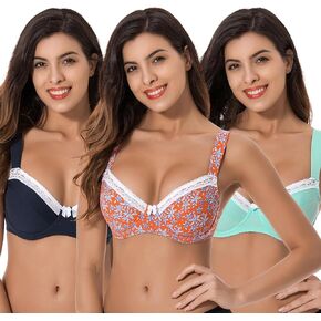 منحنى Muse Muse Women's Plus Size غير المبطنة Bratton Bra-2 أو 3Pack