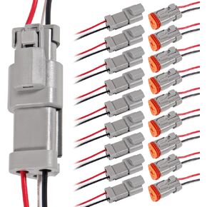 Deutsch Connector Kit 2 Pin ، 10pcs موصل كهربائي مقاوم للماء 18 AWG من الذكور والإناث ، موصلات DT للسيارات لقارب شاحنة السيارة in Saudi Arabia