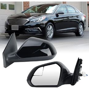 Left Driver Side Mirror متوافق مع Hyundai Sonata 2015 2016 2017 2018 2019 Power Glass Manual قابلة للطي بقعة عمياء مدفوعة 5 دبابيس استبدال HY1320203 | 87610-C2000 (أسود)