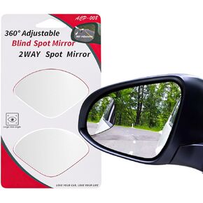 Universal Blind Spot Mirrors, Adjustable Fan Shape HD Glass Rearview Frameless Self Adhesive Mirror for Cars, Vans, SUV, Left, Right Placement