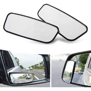 Pack-2 Car Bear View Mirt Rechangular Spot Scot ، 3.7 "× 1.4" HD Glass HOD قابلة للتعديل ، مرآة مضادة للوهج ، مرآة أمان متعددة المنحنى ، Universal for Cars (Black)