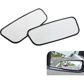 2 PCS Car Blind Spot Mirror, Rectangular Adjustable HD Auxiliary Reversing Mirror, Curved Wide Angle Expanded View Self-adhesive Side Mirror, Universal for Cars Spot Mirror(Black)
