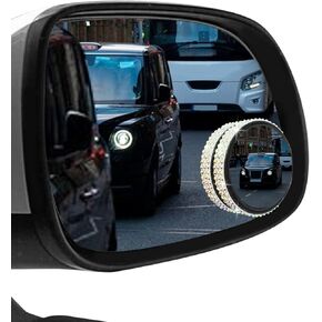 2PCS Car Blind Spot Mirror, Convex Car Mirror, 2" Round HD Glass Convex 360° Wide Angle Side Rear View Mirror with ABS Housing, Car Accessories Bling Side Mirror Blindspot for Auto SUV (White)