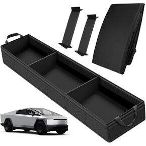 Rear Under Seat Storage Truck Tool Box Organizer for Tesla Cybertruck 2024 2025 Accessories, 3 Compartments Second Row Underseat Storage Truck Seat Organizer Replacement for Cybertruck