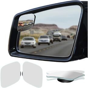 Ampper Blind Spot Mirror ، HD HD Glass Convex Wide Angle Stick على مرآة الظهر الخلفية للعمى لبقع أعمى مرآة للسيارة (مروحة ، صغيرة ، حزمة 2) 2)
