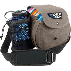 حقيبة Rogue Iron Disc Golf Satchel - حقيبة حمل للجولف الفريسبي - تحمل ما يصل إلى 14 قرصًا، وزجاجة مياه كبيرة 32oz، وملحقات V2 (14 قرص رمادي)