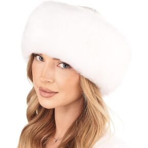 Futrzane Siberian Trim Hat - Womens Leather Faux Fur Hats - Elegant Russian Hat in Kuwait
