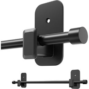 Curtain Rods No Drilling for Windows, No Drill/Adhesive Holder Black Curtain Rod Brackets, 5/8″ Renter Friendly Adjustable Drapery Pole Easy Install, Black, 32″-72″