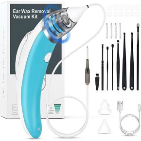 Ear Vacuum Wax Remove, Ear Wax Removal,5 Levels Strong Suction Ear Wax Remover, USB Charge Ear Wax Vacuum, Reusable Ear Wax Removal Kit,Electric Ear Wax Remover for Adults and Kids(Gray)
