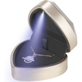 LETURE Heart Shaped LED Pendant Necklace Box, Jewelry Gift Boxes for Bracelet Bracelets, Small Jewelry Display with Light for Proposal Engagement Wedding Valentine's Day (Black) in Saudi Arabia