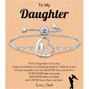UNGENT THEM Love You Forever Heart Girls Bracelet Daughter Gifts From Dad Birthday Christmas Valentines