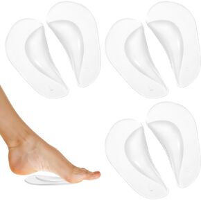 3 Pairs Soft Gel Arch Support Insoles, Non-Slip Arch Support Inserts, Comfortable Foot Arches Pads for Plantar Fasciitis Relief, Orthopedic Flat Feet Pain Relief, Women Men (Clear)