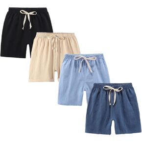 Boys' Summer Shorts Cotton, Pack of 4