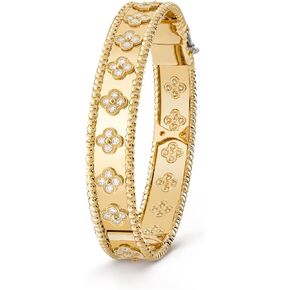 فاخرة 18K الذهب مطلي CZ Clover سوار الإسهال مكتنزة للنساء | محظوظات زهرة سحر المجوهرات | هدايا المجوهرات للأزياء للنساء.