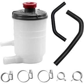 Power Steering Pump Reservoir & Suction Tube & Upper Return Hose Power Steering Oil Tank with Cap & Clamps Compatible with 2003-2007 Honda Accord V6 3.0L / L4144 2.4L Replace# 53701-SDA-A01