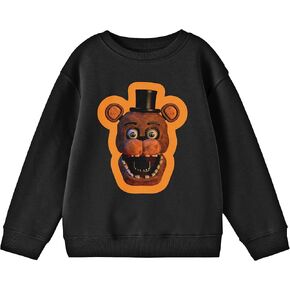 BioWorld خمس ليال في Freddy's Freddy Face مع برتقالية الحدود الحدودية الرقبة الأكمام طويلة الشباب من النوع الثقيل الأسود
