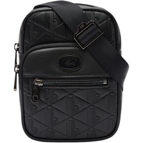 Lacoste Embossed Monogram Small Crossover Bag, Black, One Size