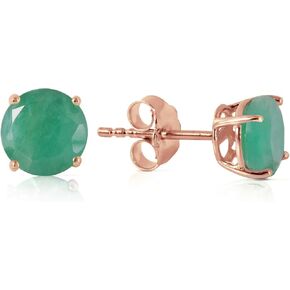 14k Solid High Polished Rose Gold "Spring Doesn't Fade" Earrings with 0.95 Carat Emerald