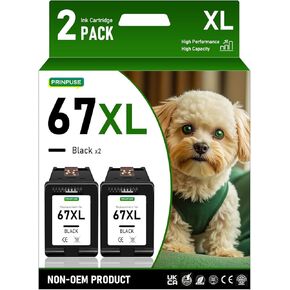 67XL حبر خرطوشة الحبر المعاد تصنيعها لـ HP Ink 67 67XL XL HP67 الاستخدام الأسود مع 2700 2700E 2752 2752E 2742 2755 4100 4100E 4152 4155E 6000 6055 6400 6458E 6455E PRINTER ، 2 Black.