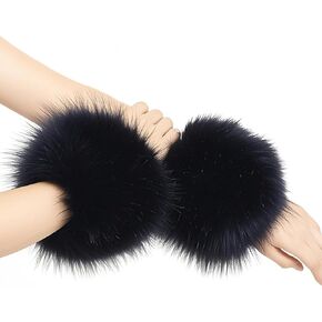 Barelove Women's Faux Fur Wrist Cuffs, Winter Warm Warmers for Halloween Christmas Party Costumes Gifts