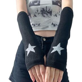 Arm Warmers for Y2K Teens Women Knitted Harajuke Cosplay Lolita Cute Fingerless Mittens Thumb Hole Gloves