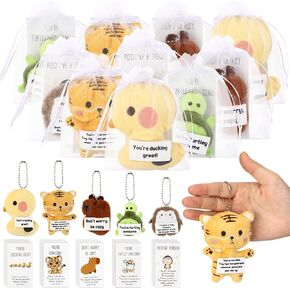 Hotop 20 Sets Thank You Gifts Bulk Positive Animal Keychains Bulk Inspirational Stuffed Animal Plush Keychains for End of Year Gifts Birthday Graduation Party Favors