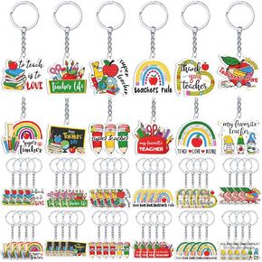 Kigeli 60 Pcs Teacher Keychains Teacher Appreciation Gifts Bulk Acrylic Key Rings Graduation Thank You Gift Accessories