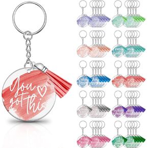 chunful 50 PCS هدية ملهمة الهدية أكريليك المفاتيح مع Tassels Bulk شكرًا لك هدايا للموظفين المتطوعين في العمل تقدير الأخصائي الاجتماعي (أسلوب الرسم والألوان الزاهية)
