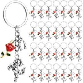 Horse Racing Gift Horse Lover Keychain with Rose Horseshoe Pendant Party Supplies